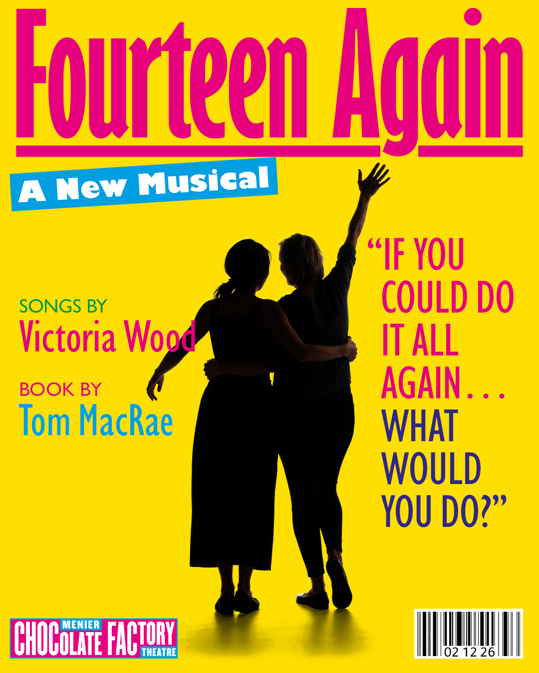 Theatrical poster for performance of Fourteen Again at The Menier Chocolate Factory